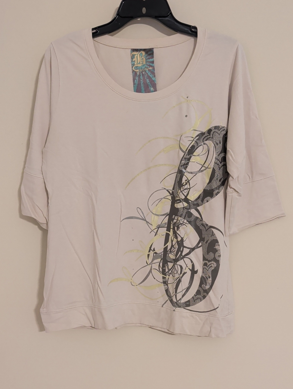 Burton Light Beige Graphic Women’s Top with Scoop Neck